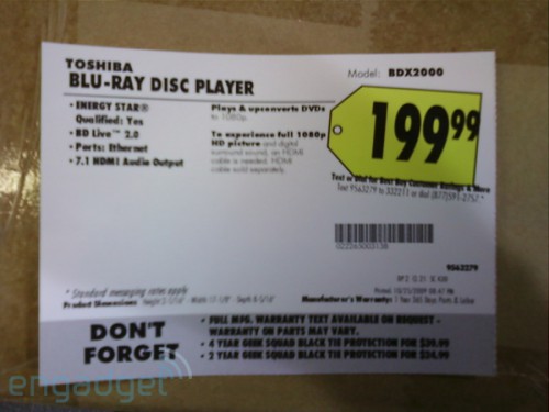 Blu-ray  Toshiba BDX2000  $199?