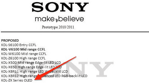 OLED  Sony KDL-ZX     CES 2010